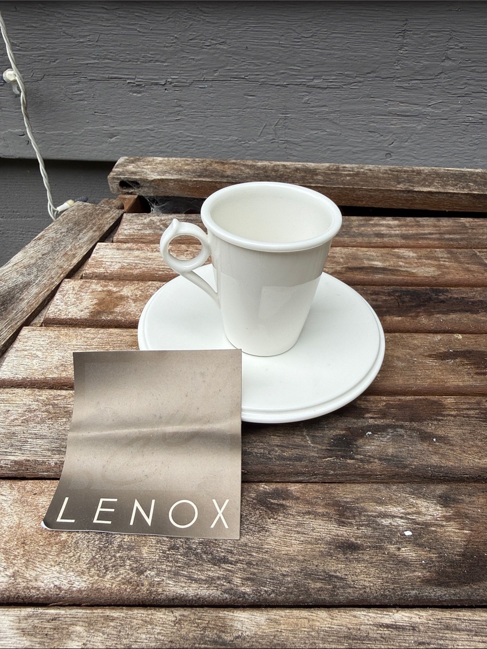 Lenox White Porcelain Cup and Saucer — Simple White Design